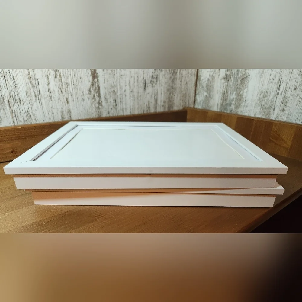 Set of Art Frame Hinged Front Opening Magnetic Closure Storage Compartment White